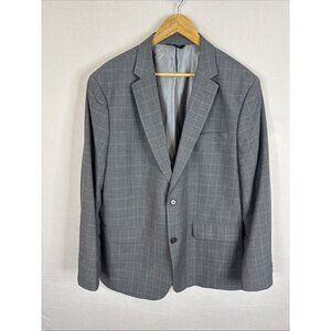 Banana Republic 46R Grey Windowpane Blazer Tailored Fit Sport Coat